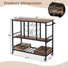 3 Tiers Bar Cart Home Serving Cart On Wheels With Glass Racks Wine Holders