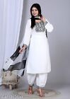 Indian Black White Kurti Pant Dupatta Set Salwar Kameez Suit Ethnic Dress A65