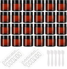 24 Pack 2oz Amber Glass Jars With Black Lids  Round Empty Containers For Scrubs