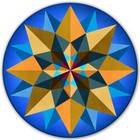 Barn Quilt Sign  16 Point Star Blue Earth Tones Hex Design  Round Metal  6 Sizes