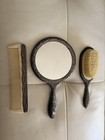 Vintage Silver Plated Vanity Set Hand Mirror Hair Brush And Comb Heavy