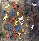45 Lot Vintage Plastic Soldier Army Cowboy Indian   Horses Marx tim Mee 1950-60s