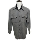 Vintage Woolrich Shirt Jacket Men Medium Gray Herringbone Wool Blend Shacket