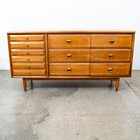 Mid Century Modern Credenza Dresser Solid Wood 9 Drawers La Period Furniture Mcm