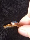 Antique Art Nouveau Blue Aquamarine Glass Gold Gilt Brooch