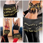 Belly Dance Hip Scarf 3-layer Gold Coin Chiffon Belt Zumba Festival Costume Wrap