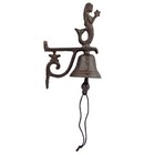 Small Nautical Cast Iron Mermaid Starfish Bell Wall Mounted Antique Style Brown