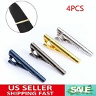 4pcs Mens Stainless Steel Tie Clip Necktie Bar Clasp Clamp Pin Gold Black Silver