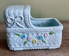 Vintage Napco Light Blue Bassinet Cradle Planter Nursery Decor Vase Flowers