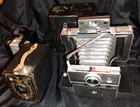 Vintage Lot 4 Old Cameras  Untested  Parts Repair Decor  Qrs  Brownie  Polaroid