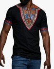 Mens African Dashiki T Shirt Tribal Floral Print V Neck Slim Fit Shirts Tops Szm