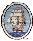Clipper Ship Boat Rug Wall Decor Handmade Latch Hook Fishing Pub Bar 32x26  A27