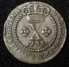 Brazil Maria I Copper 1799 10 Reis 1 Year Type Lisbon Mint 25mm  Km  228    516 
