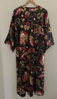 Natori Floral Caftan Gown Lounge Dress Sz Medium Black Red Paisley Floral Kimono