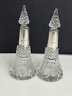 Pair 2 Antique Circa 1901 Birmingham England Cut Crystal Perfume Scent Bottles