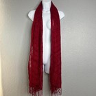 Red Lightweight Textured Knit Fringe Scarf