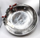 Decorative Silver Bowl With Leaf And Berry Design Accent  New  Made In India