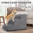 3-tier Foam Dog Stair Step Non-slip Pet Ramp For High Bed   Couch   Window Grey