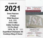 Drew Pearson Autographed Signed 4x6 Like Goal Line Art Card Glac Cowboys Jsa