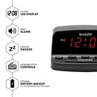 Sharp Digital Alarm Clock Loud Alarm Snooze Keyboard Controls Led Display Black
