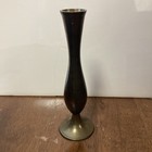 Vintage Solid Brass Flower Bud Vase Or Candlestick Holder 7  Tall