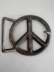 Vintage Hammered Brass Metal Belt Buckle Peace Sign  2 3 4   Unisex
