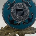 U s  Coast Guard Round Metal Badge Emblem Anchors Turquoise Blue Silver Tone