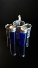 Vintage Sterling Silver Openwork Salt   Pepper Shaker Set Cobalt Blue Glass   