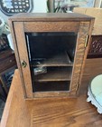 Antique Oak Pipe Cabinet  Mission Style  Beveled Glass  W key 1900-1920