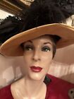 Antique Edwardian Hat 1900 Mourning With Wire Framchantilly Lace And Beaded Trim