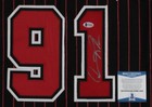Dennis Rodman Chicago Bulls Hand Signed Autographed Black Jersey Beckett Coa