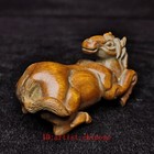 2 8 Inch Old Hand Carved Boxwood Wood Horse Figure Statue Netsuke Collection
