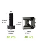M6 X 16mm Rack Screws   Cage Nuts - 40 Pack For Server Cabinets   Shelves