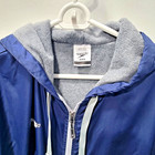 Speedo Swim Parka Adult M Long Hooded Deck Coat Team Navy Blue Two Way Zip