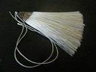 80mm White Polyester Tassels Pendant With Silver Alloy Tibetan Cap Finding -