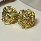 Vintage 1974 Gold Tone Heraldic Lion Head Ring Detail Statement Belt Buckles 