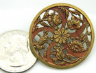 Antique Art Nouveau Button  Pierced Bi-color Flower Pinwheel Large 1 5 8 