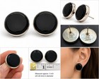 Vintage Rlz Raul Lozano Taxco Mexico Sterling Silver Black Onyx 1    Stud Earrings