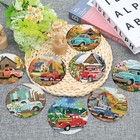 8 Pcs Truck Diamond Art Coasters Kit 5d 4 X 4 Inch Diy Craft Set