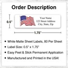 400 Personalized Return Address Labels Stickers 1 2 X 1 3 4 Waving American Flag
