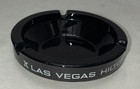 Las Vegas Hilton Ashtray Black Glass Hotel Casino Vintage