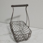 Antique Wire Egg Basket With Wood Handle Farmhouse Cottage Primitive Collectible