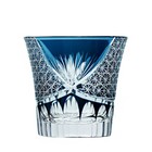 Ink Blue Edo Kiriko Crystal Bohemian Hand Cut Cased Whiskey Glass 220ml 8oz 1pc