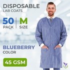 Blueberry Disposable Lab Coats Medium  Sms 45 Gsm Unisex  Pack Of 50