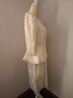 Vintage 80s Cachet Bari Protas Jacket Skirt Ivory Lace Wedding Dress Set 9 10