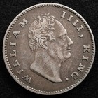 India British 1 2 Rupee 1835  Coin  Silver  Inv i378
