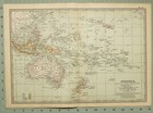 1903 Antique Map Oceania Australia Polynesia New Zealand Borneo Phillippine