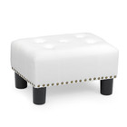 15  Small Ottoman Tufted Poufs Leather Lift Top Upholstered Footrest Stool White