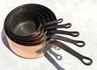 Vintage French Copper Pan Set Of 5 Faucogney France Tin Lining 8 8lbs Gift Idea