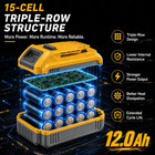 12ah 20v 2-pack Lithium-ion Compat  For Dewalt Dcb209 Dcb200 Power Tools Battery